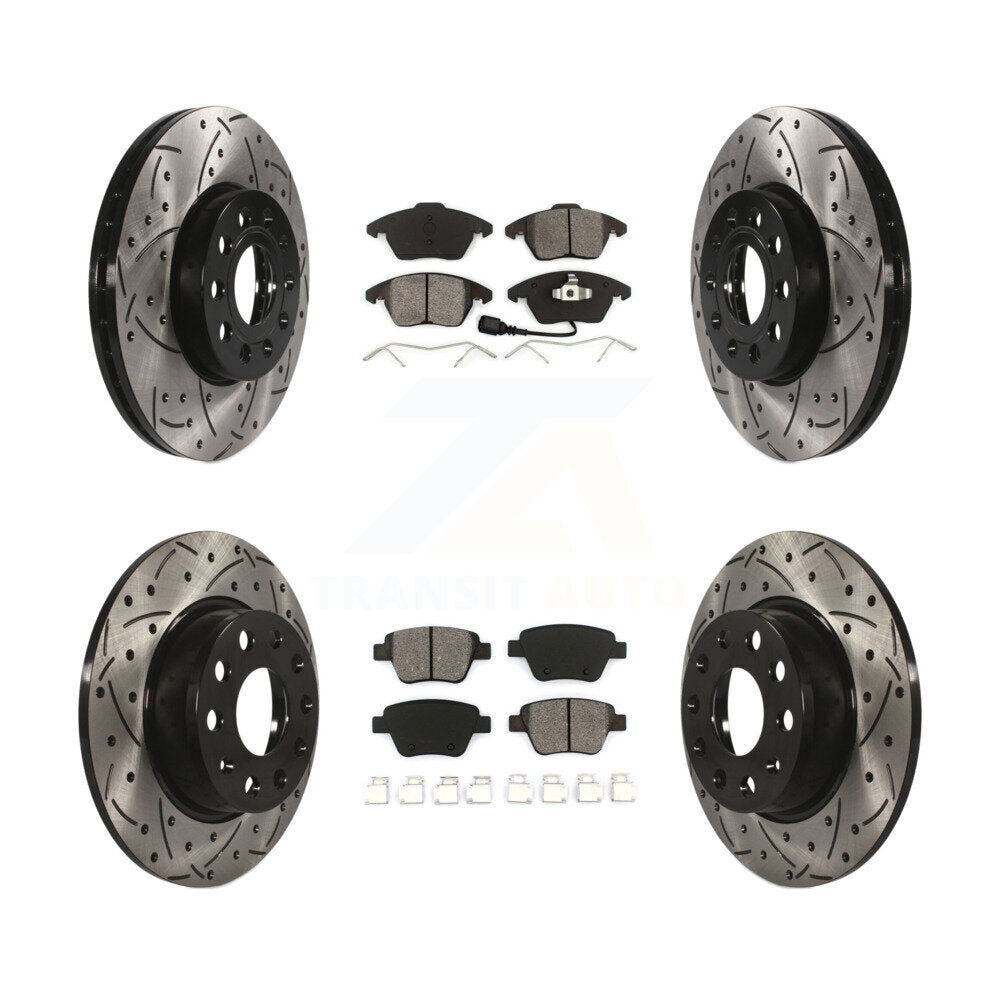 [Avant + Arrière] Kit de disque (percé rainuré revêtu) et plaquette (semi-métallique) de frein pour Volkswagen Beetle KDS-100277