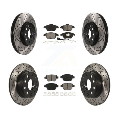 [Avant + Arrière] Kit de disque (percé rainuré revêtu) et plaquette (semi-métallique) de frein pour 2013 Volkswagen Beetle 2.5L avec 253mm Diameter Rotor KDS-100278