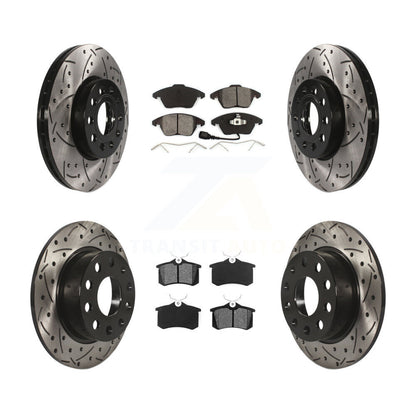[Avant + Arrière] Kit de disque (percé rainuré revêtu) et plaquette (semi-métallique) de frein pour Volkswagen Jetta Beetle KDS-100279