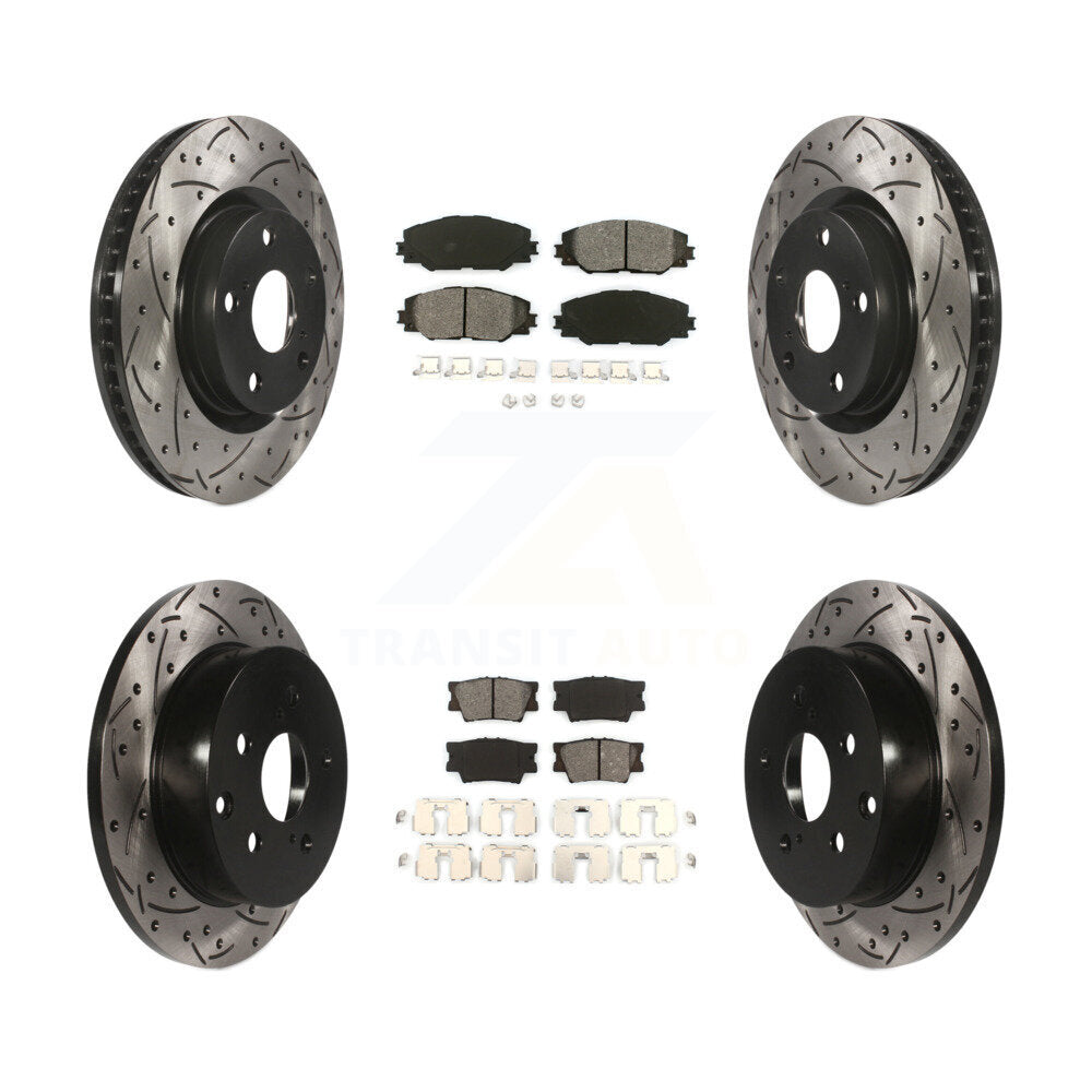 [Avant + Arrière] Kit de disque (percé rainuré revêtu) et plaquette (semi-métallique) de frein pour Toyota RAV4 KDS-100283