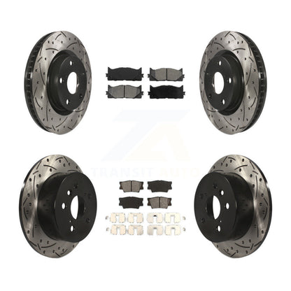 [Avant + Arrière] Kit de disque (percé rainuré revêtu) et plaquette (semi-métallique) de frein pour Toyota Camry Lexus ES350 Avalon KDS-100284