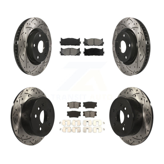 [Avant + Arrière] Kit de disque (percé rainuré revêtu) et plaquette (semi-métallique) de frein pour Toyota Camry Lexus ES350 Avalon KDS-100284