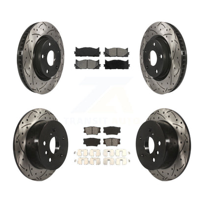 [Avant + Arrière] Kit de disque (percé rainuré revêtu) et plaquette (semi-métallique) de frein pour Toyota Camry Lexus ES350 Avalon ES300h KDS-100285
