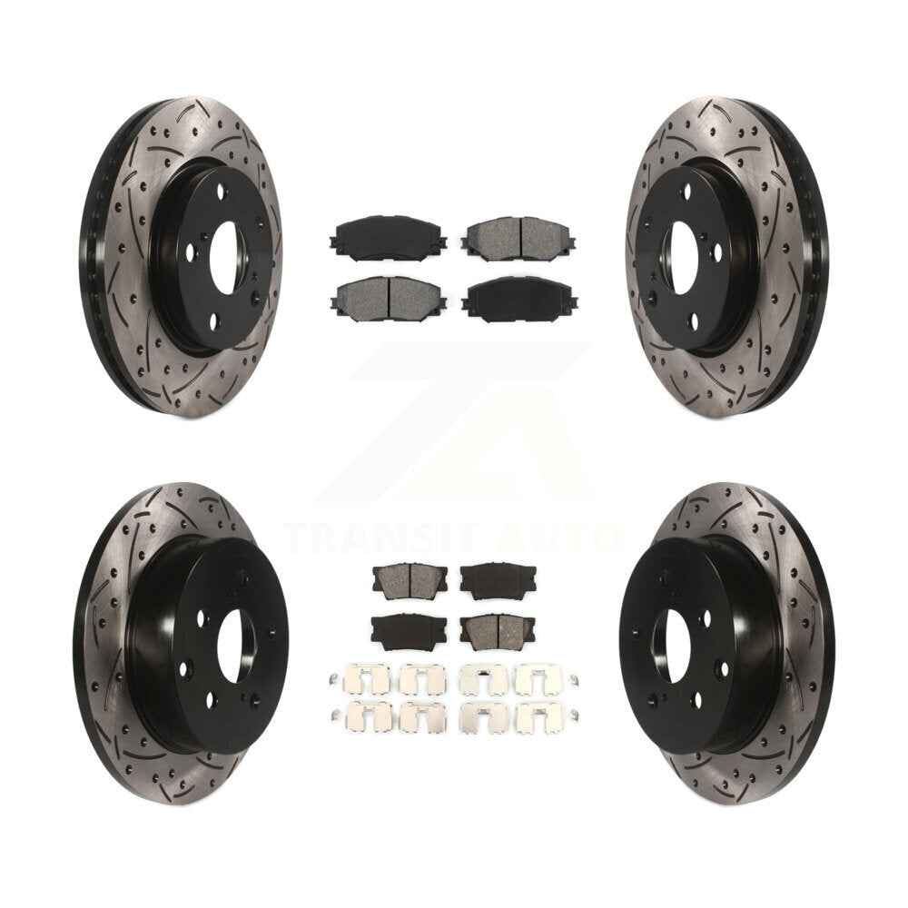 [Avant + Arrière] Kit de disque (percé rainuré revêtu) et plaquette (semi-métallique) de frein pour Toyota RAV4 Lexus HS250h KDS-100286