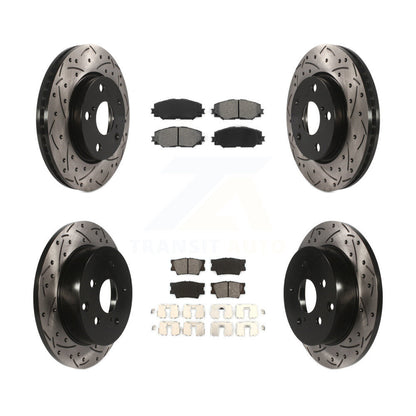 [Avant + Arrière] Kit de disque (percé rainuré revêtu) et plaquette (semi-métallique) de frein pour Toyota RAV4 Lexus HS250h KDS-100286