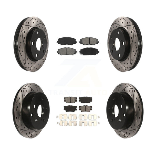 [Avant + Arrière] Kit de disque (percé rainuré revêtu) et plaquette (semi-métallique) de frein pour Toyota RAV4 Lexus HS250h KDS-100286