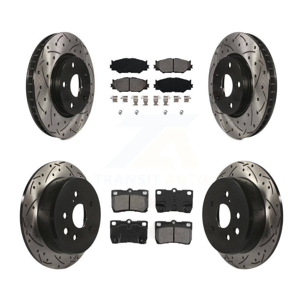 [Avant + Arrière] Kit de disque (percé rainuré revêtu) et plaquette (semi-métallique) de frein pour Lexus IS250 KDS-100287