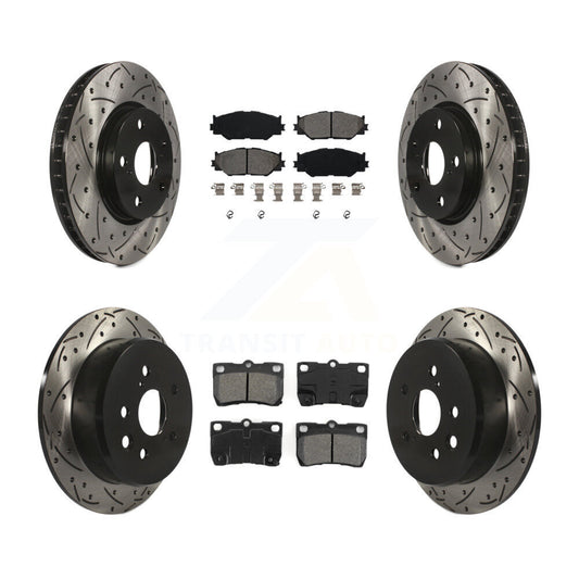 [Avant + Arrière] Kit de disque (percé rainuré revêtu) et plaquette (semi-métallique) de frein pour Lexus IS250 KDS-100287