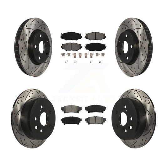 [Avant + Arrière] Kit de disque (percé rainuré revêtu) et plaquette (semi-métallique) de frein pour 2014-2015 Lexus IS250 Base avec RWD avec F Sport Package KDS-100288