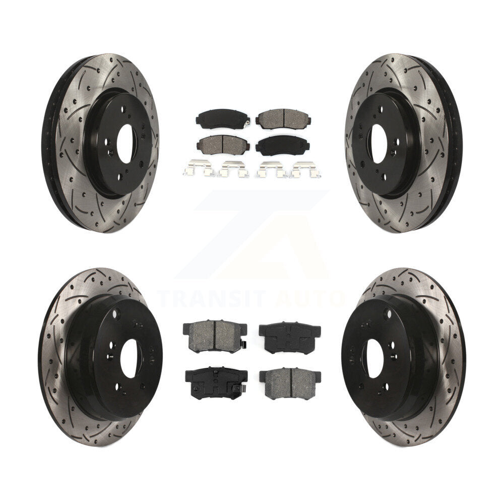 [Avant + Arrière] Kit de disque (percé rainuré revêtu) et plaquette (semi-métallique) de frein pour Acura RDX KDS-100290