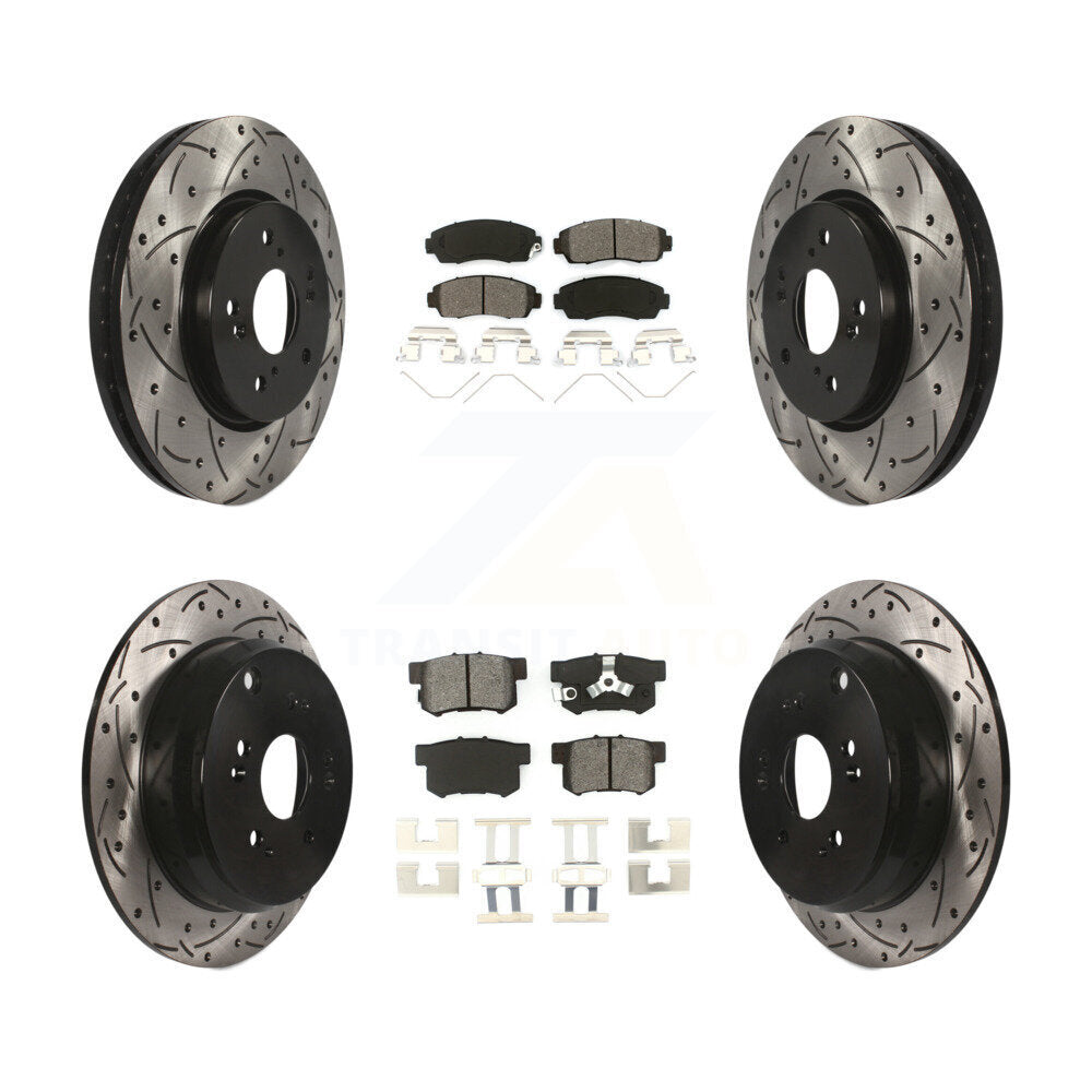 [Avant + Arrière] Kit de disque (percé rainuré revêtu) et plaquette (semi-métallique) de frein pour 2012-2016 Honda CR-V AWD KDS-100291