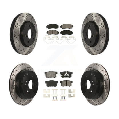 [Avant + Arrière] Kit de disque (percé rainuré revêtu) et plaquette (semi-métallique) de frein pour 2012-2016 Honda CR-V AWD KDS-100291