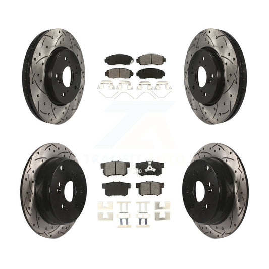 [Avant + Arrière] Kit de disque (percé rainuré revêtu) et plaquette (semi-métallique) de frein pour 2012-2016 Honda CR-V AWD KDS-100291
