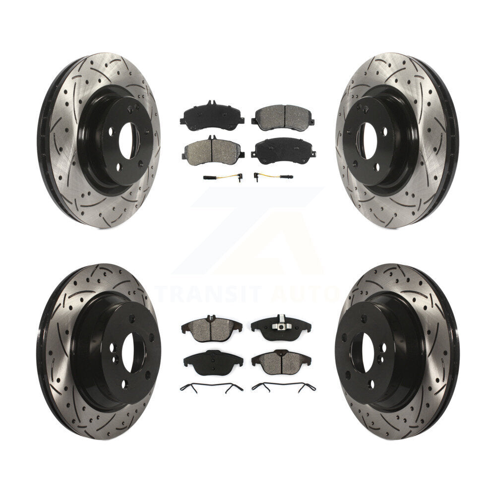 [Avant + Arrière] Kit de disque (percé rainuré revêtu) et plaquette (semi-métallique) de frein pour Mercedes-Benz GLK350 GLK250 KDS-100292