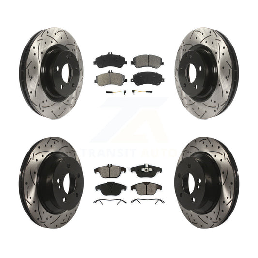 [Avant + Arrière] Kit de disque (percé rainuré revêtu) et plaquette (semi-métallique) de frein pour Mercedes-Benz GLK350 GLK250 KDS-100292