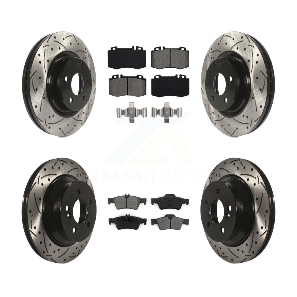 [Avant + Arrière] Kit de disque (percé rainuré revêtu) et plaquette (semi-métallique) de frein pour Mercedes-Benz CLS550 CLS500 E550 KDS-100293