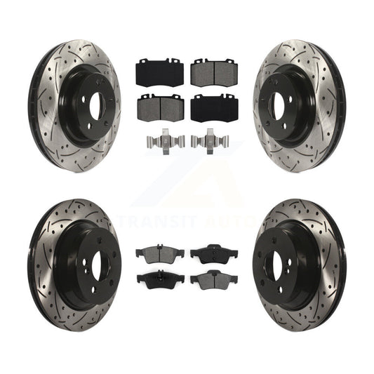 [Avant + Arrière] Kit de disque (percé rainuré revêtu) et plaquette (semi-métallique) de frein pour Mercedes-Benz CLS550 CLS500 E550 KDS-100293
