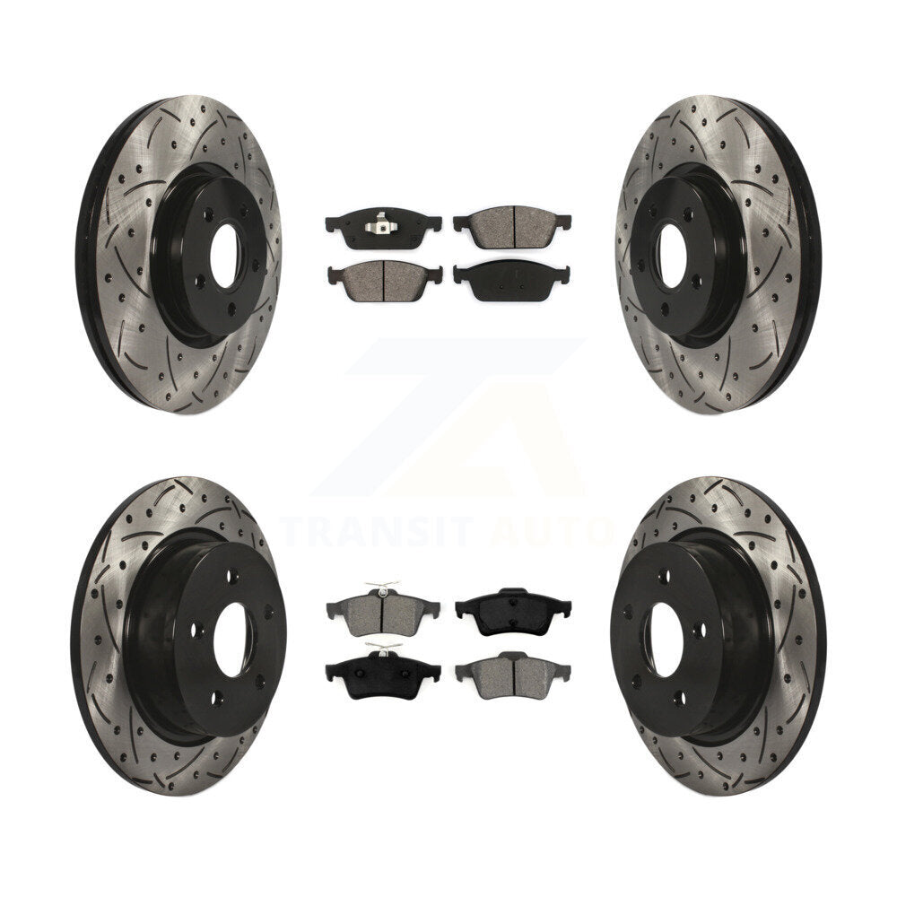 [Avant + Arrière] Kit de disque (percé rainuré revêtu) et plaquette (semi-métallique) de frein pour Ford Escape Connect KDS-100295