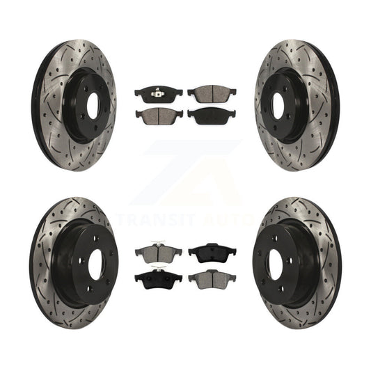 [Avant + Arrière] Kit de disque (percé rainuré revêtu) et plaquette (semi-métallique) de frein pour Ford Escape Connect KDS-100295