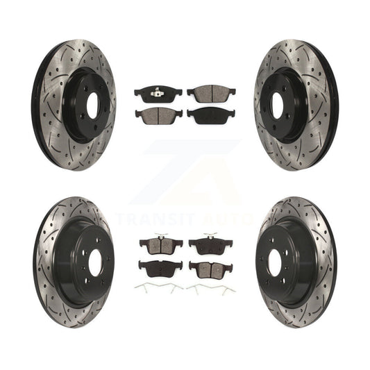 [Avant + Arrière] Kit de disque (percé rainuré revêtu) et plaquette (semi-métallique) de frein pour Ford Escape Lincoln MKC KDS-100296