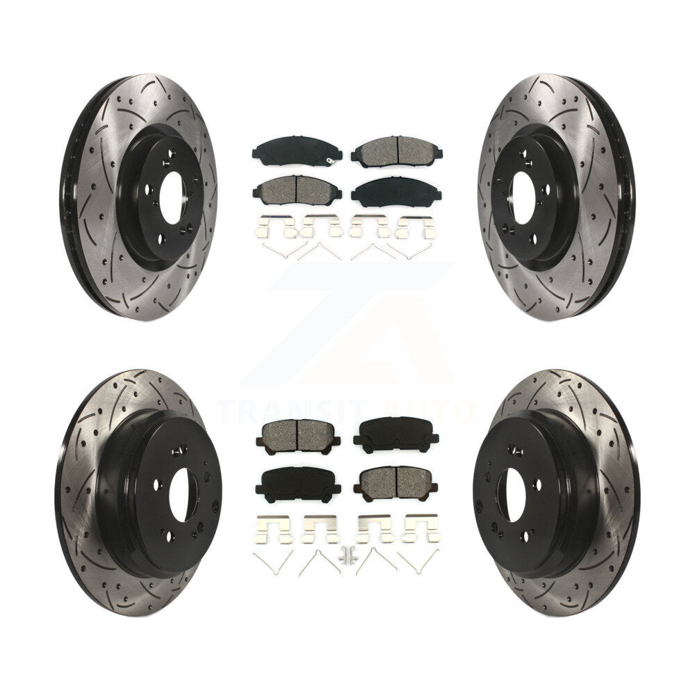 [Avant + Arrière] Kit de disque (percé rainuré revêtu) et plaquette (semi-métallique) de frein pour Honda Pilot Acura MDX ZDX KDS-100297