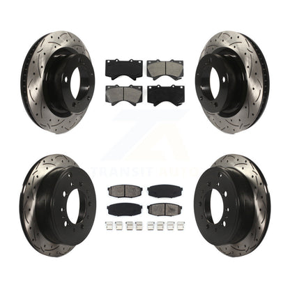 [Avant + Arrière] Kit de disque (percé rainuré revêtu) et plaquette (semi-métallique) de frein pour Toyota Tundra Sequoia Lexus LX570 Land Cruiser KDS-100299