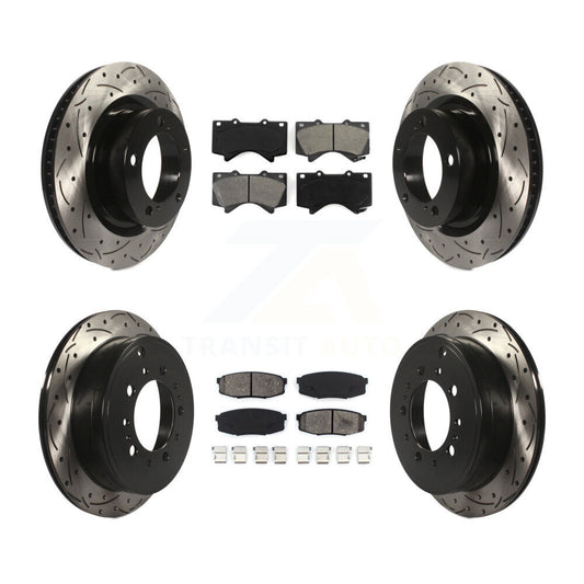 [Avant + Arrière] Kit de disque (percé rainuré revêtu) et plaquette (semi-métallique) de frein pour Toyota Tundra Sequoia Lexus LX570 Land Cruiser KDS-100299