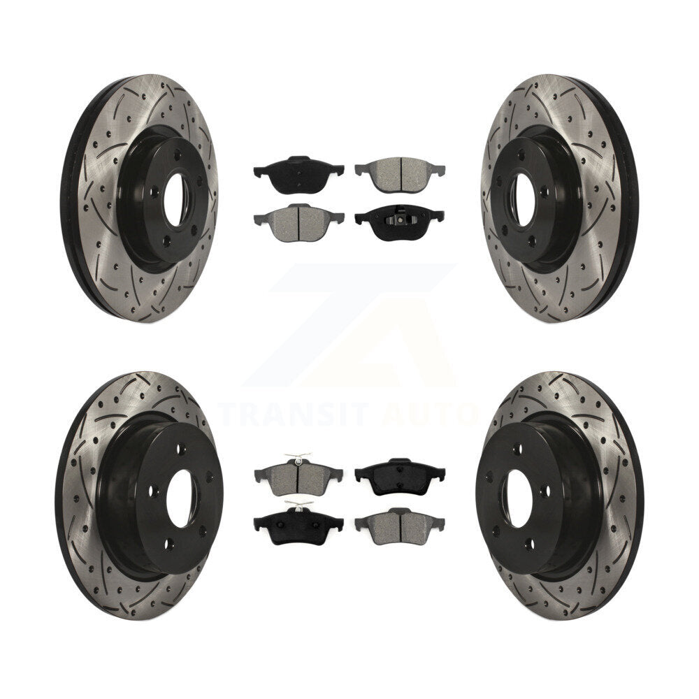[Avant + Arrière] Kit de disque (percé rainuré revêtu) et plaquette (semi-métallique) de frein pour Ford Escape C-Max KDS-100303