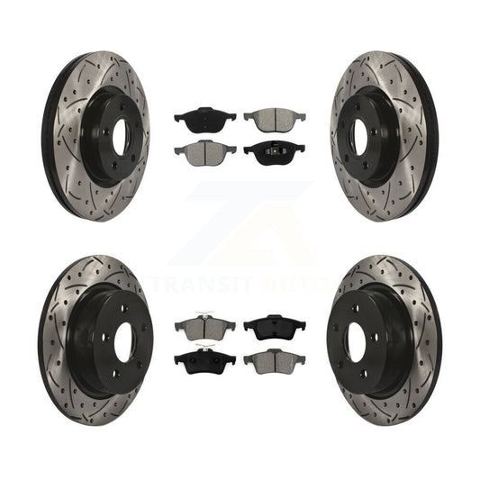 [Avant + Arrière] Kit de disque (percé rainuré revêtu) et plaquette (semi-métallique) de frein pour Ford Escape C-Max KDS-100303