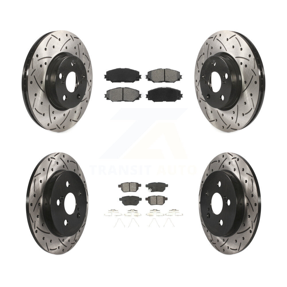 [Avant + Arrière] Kit de disque (percé rainuré revêtu) et plaquette (semi-métallique) de frein pour Toyota Corolla Matrix Pontiac Vibe KDS-100309