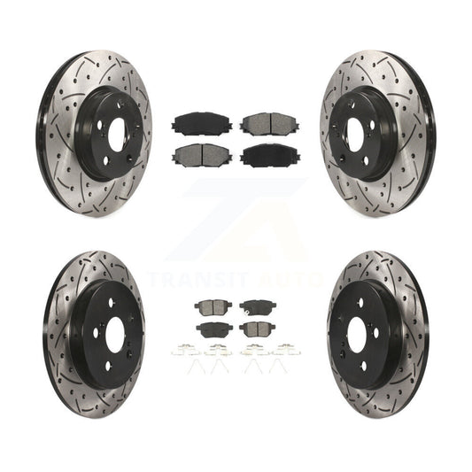 [Avant + Arrière] Kit de disque (percé rainuré revêtu) et plaquette (semi-métallique) de frein pour Toyota Corolla Matrix Pontiac Vibe KDS-100309