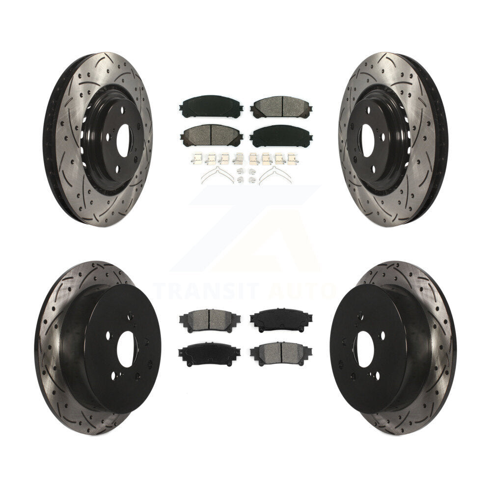 [Avant + Arrière] Kit de disque (percé rainuré revêtu) et plaquette (semi-métallique) de frein pour Toyota Highlander Sienna Lexus RX350 RX450h KDS-100310