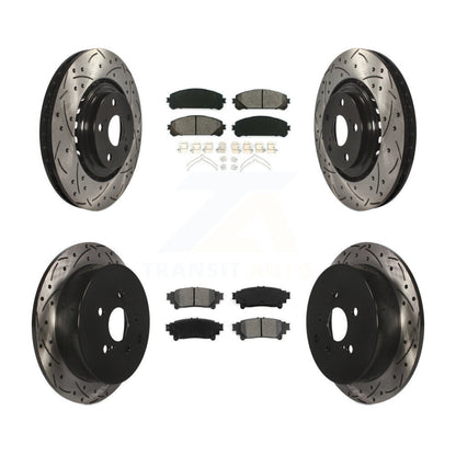 [Avant + Arrière] Kit de disque (percé rainuré revêtu) et plaquette (semi-métallique) de frein pour Toyota Highlander Sienna Lexus RX350 RX450h KDS-100310