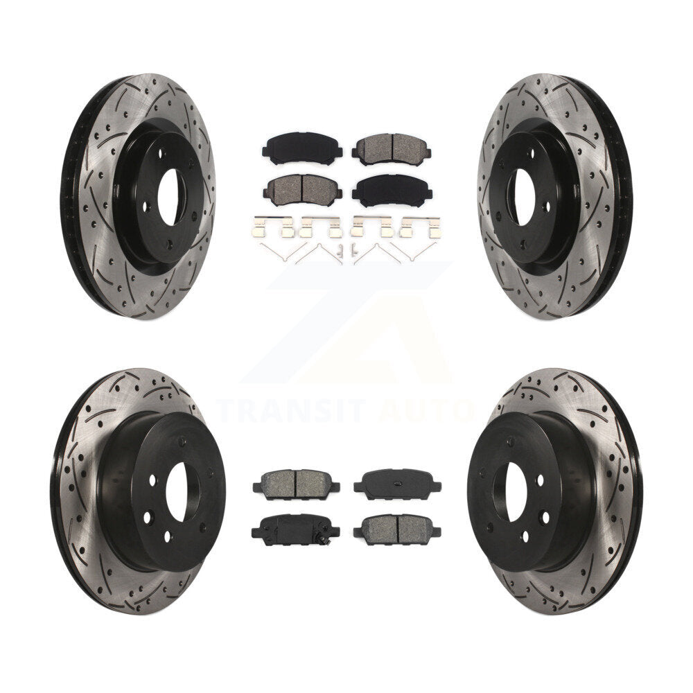 [Avant + Arrière] Kit de disque (percé rainuré revêtu) et plaquette (semi-métallique) de frein pour Nissan Rogue Select KDS-100311