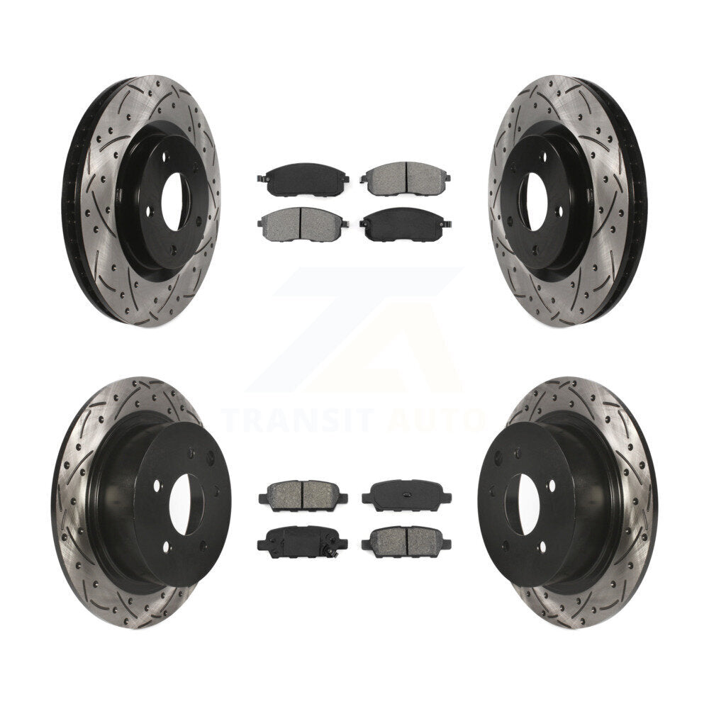 [Avant + Arrière] Kit de disque (percé rainuré revêtu) et plaquette (semi-métallique) de frein pour 2007-2012 Nissan Sentra SE-R KDS-100312