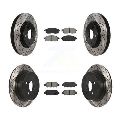 [Avant + Arrière] Kit de disque (percé rainuré revêtu) et plaquette (semi-métallique) de frein pour 2007-2012 Nissan Sentra SE-R KDS-100312