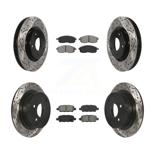 [Avant + Arrière] Kit de disque (percé rainuré revêtu) et plaquette (semi-métallique) de frein pour 2007-2012 Nissan Sentra SE-R KDS-100312