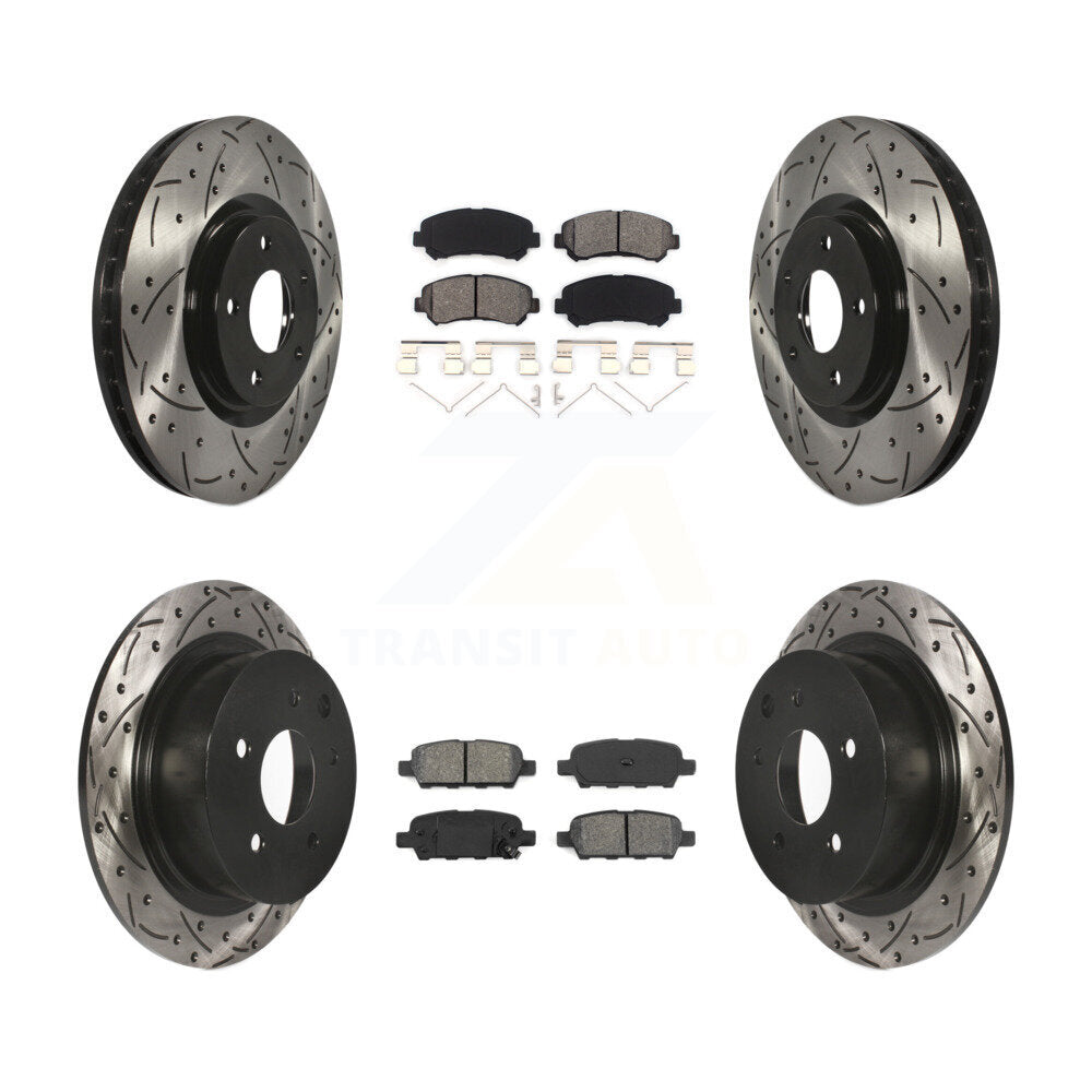 [Avant + Arrière] Kit de disque (percé rainuré revêtu) et plaquette (semi-métallique) de frein pour 2007-2012 Nissan Sentra SE-R Spec V KDS-100313