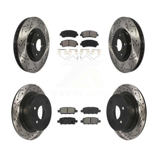 [Avant + Arrière] Kit de disque (percé rainuré revêtu) et plaquette (semi-métallique) de frein pour 2007-2012 Nissan Sentra SE-R Spec V KDS-100313