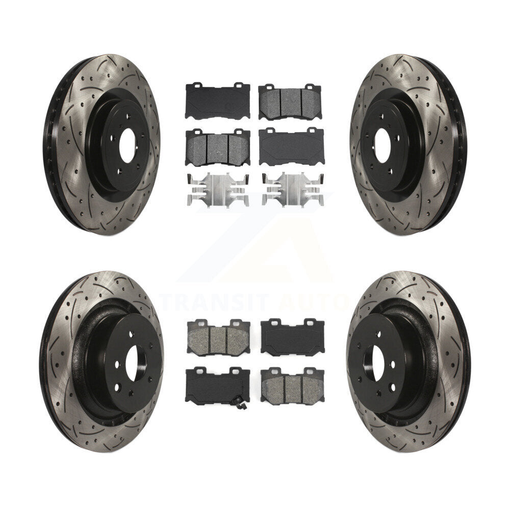 [Avant + Arrière] Kit de disque (percé rainuré revêtu) et plaquette (semi-métallique) de frein pour INFINITI G37 Nissan 370Z Q60 Z KDS-100317
