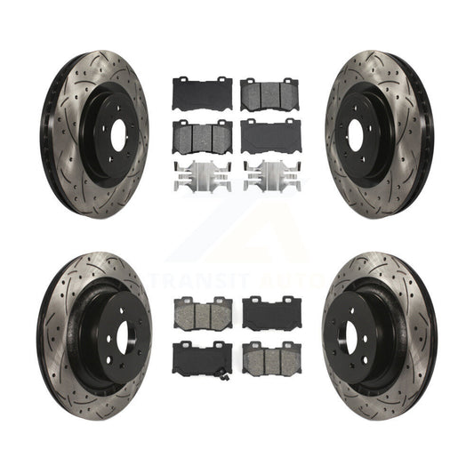 [Avant + Arrière] Kit de disque (percé rainuré revêtu) et plaquette (semi-métallique) de frein pour INFINITI G37 Nissan 370Z Q60 Z KDS-100317