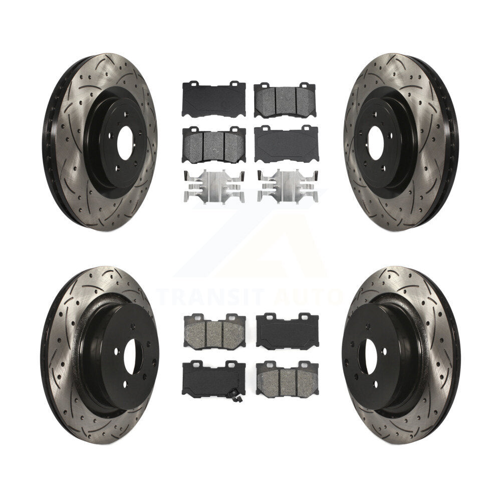 [Avant + Arrière] Kit de disque (percé rainuré revêtu) et plaquette (semi-métallique) de frein pour INFINITI Q50 M37 Q60 Q70 Q70L QX70 M56 FX50 KDS-100318