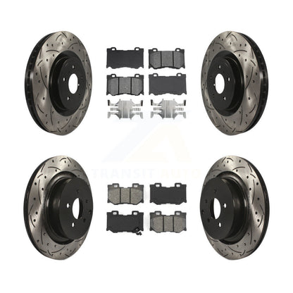 [Avant + Arrière] Kit de disque (percé rainuré revêtu) et plaquette (semi-métallique) de frein pour INFINITI Q50 M37 Q60 Q70 Q70L QX70 M56 FX50 KDS-100318