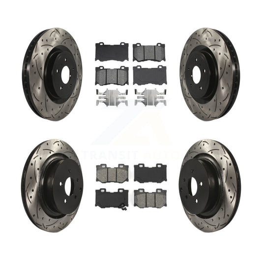 [Avant + Arrière] Kit de disque (percé rainuré revêtu) et plaquette (semi-métallique) de frein pour INFINITI Q50 M37 Q60 Q70 Q70L QX70 M56 FX50 KDS-100318