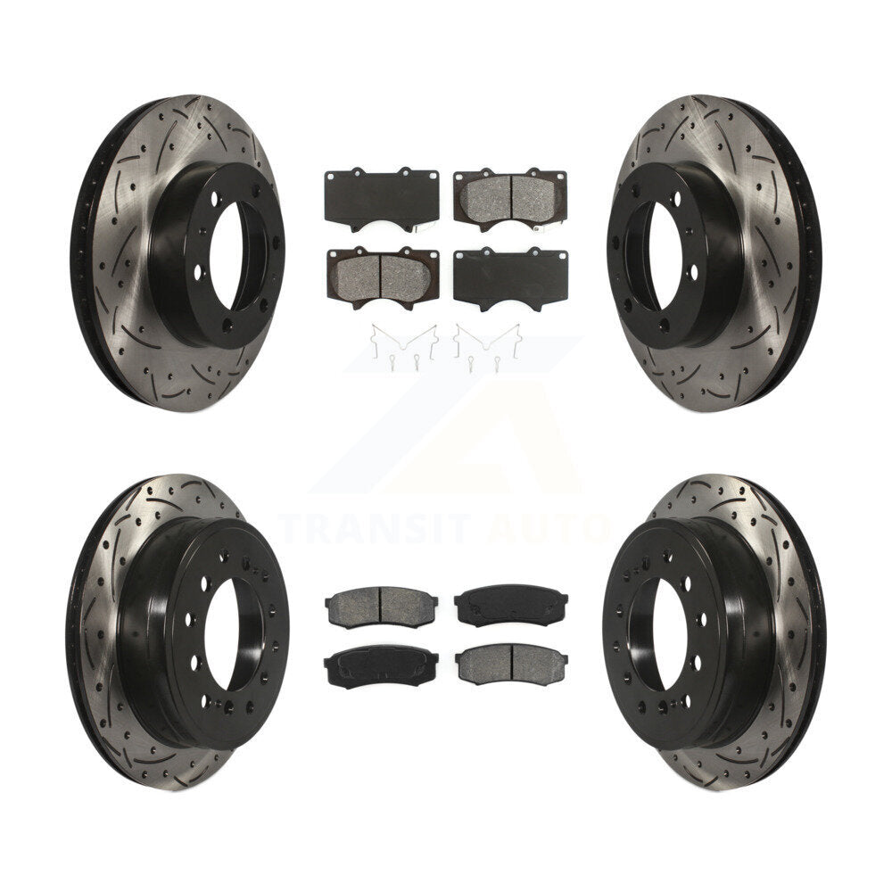 [Avant + Arrière] Kit de disque (percé rainuré revêtu) et plaquette (semi-métallique) de frein pour 2010-2014 Toyota FJ Cruiser KDS-100321