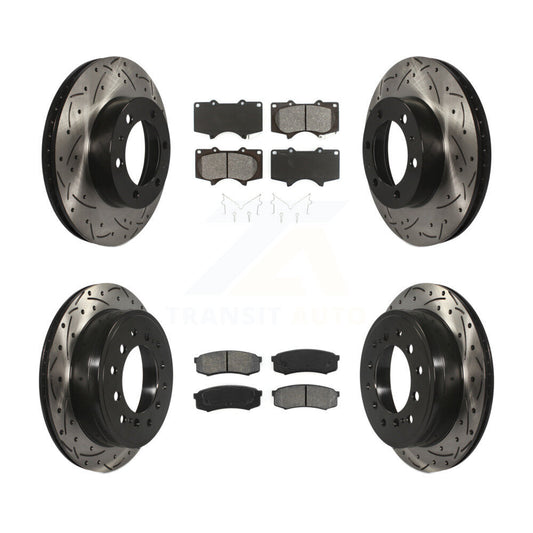 [Avant + Arrière] Kit de disque (percé rainuré revêtu) et plaquette (semi-métallique) de frein pour 2010-2014 Toyota FJ Cruiser KDS-100321