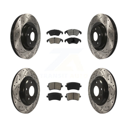[Avant + Arrière] Kit de disque (percé rainuré revêtu) et plaquette (semi-métallique) de frein pour 2009-2010 Audi Q5 avec 345mm Diameter Rotor KDS-100322
