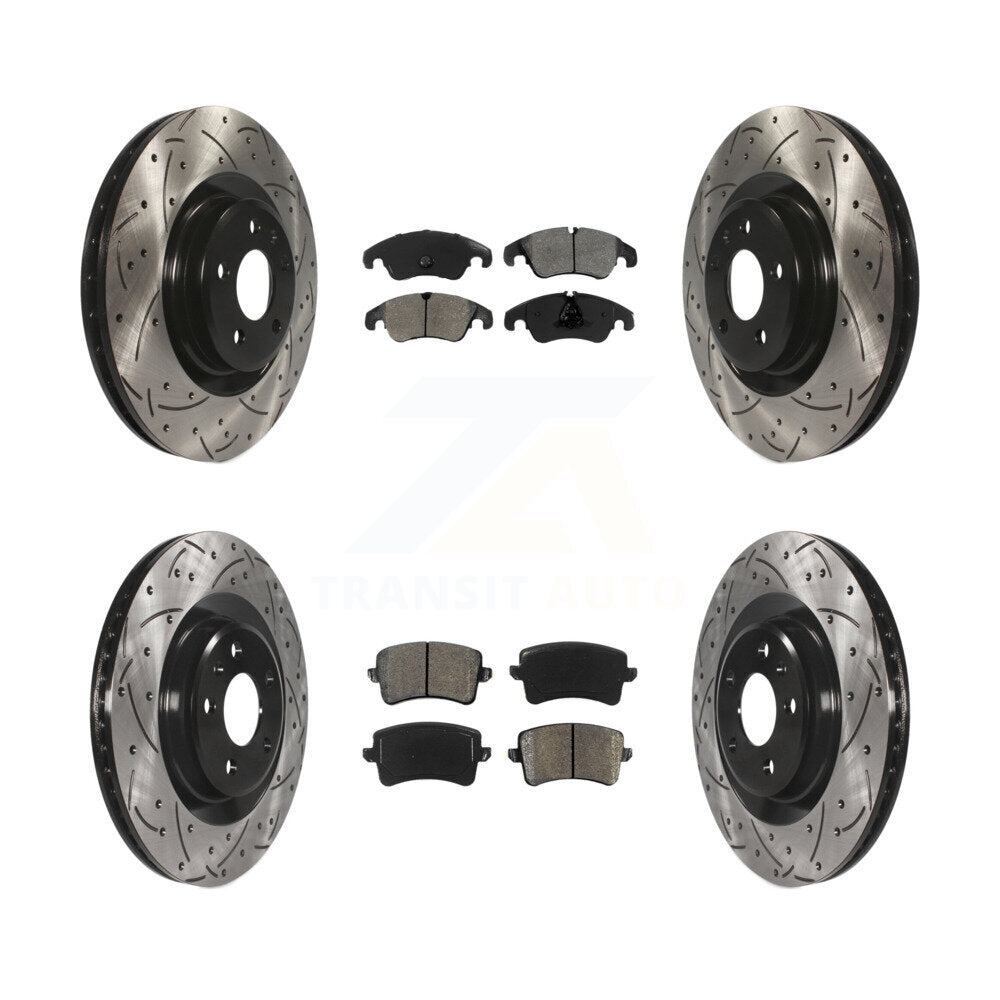 [Avant + Arrière] Kit de disque (percé rainuré revêtu) et plaquette (semi-métallique) de frein pour Audi Q5 S5 KDS-100323