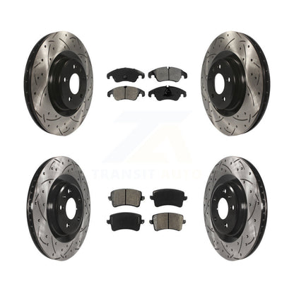 [Avant + Arrière] Kit de disque (percé rainuré revêtu) et plaquette (semi-métallique) de frein pour Audi Q5 S5 KDS-100323