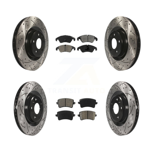 [Avant + Arrière] Kit de disque (percé rainuré revêtu) et plaquette (semi-métallique) de frein pour Audi Q5 S5 KDS-100323
